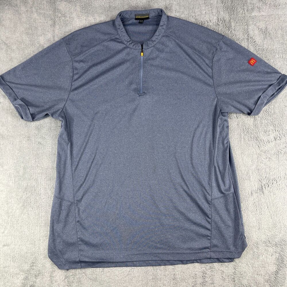 McDonald's Apparel Collection Shirt Men's XL Gray Logo Short Sleeve Quarter Zip